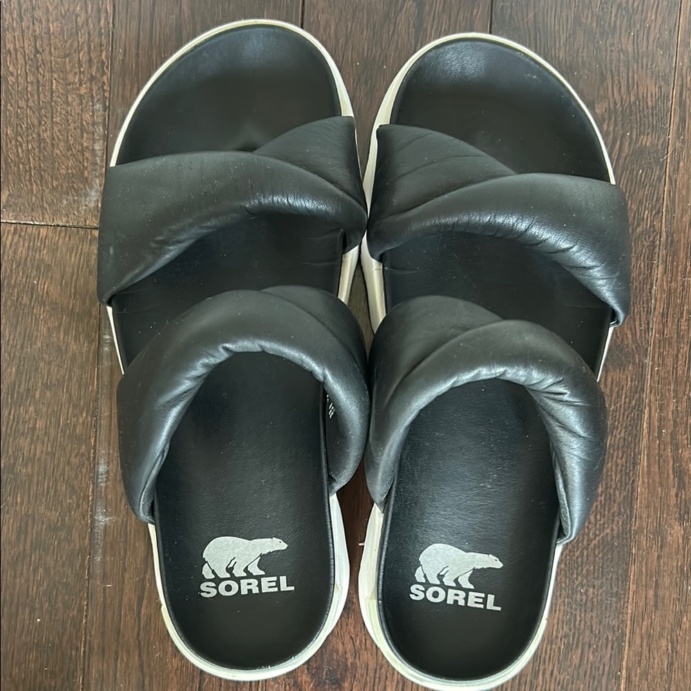 Sorel Black Twist Slide Sandals